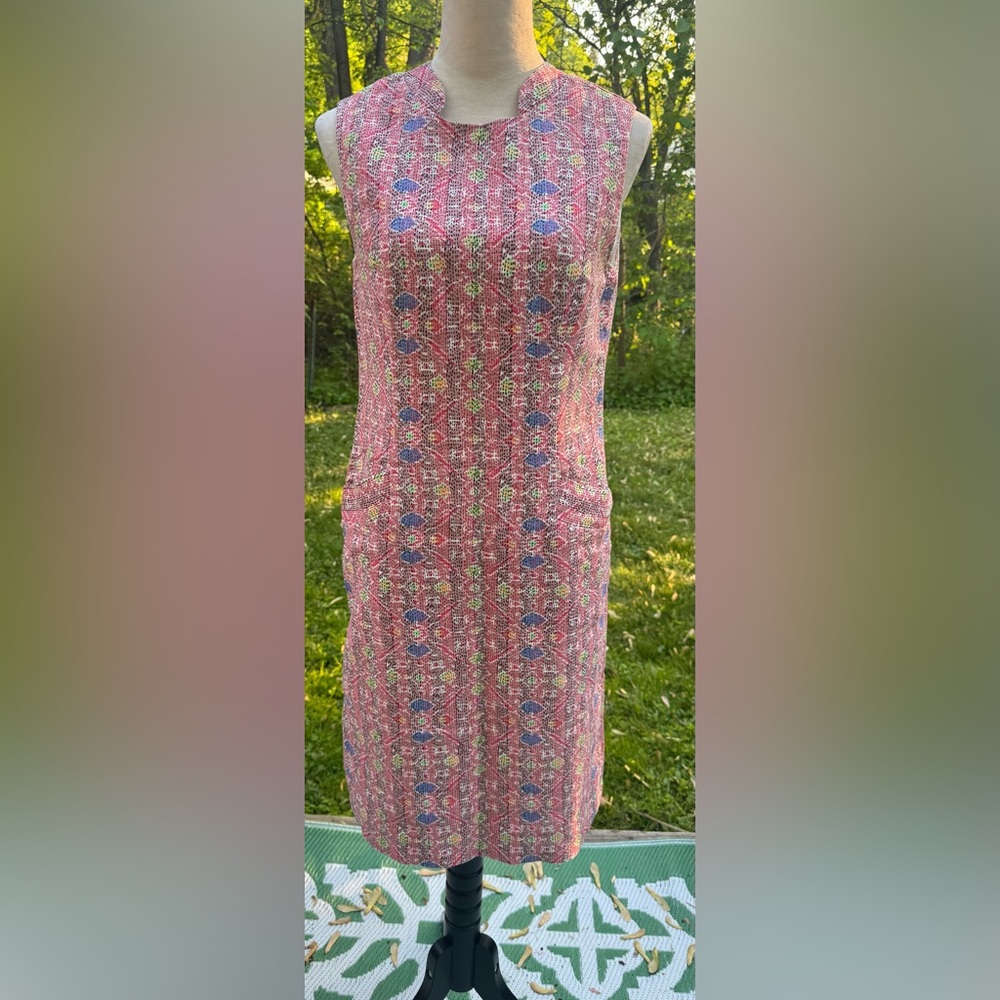 Anne Klein Sheath Dress Colorful Woven Pattern Blending Pink & Multi Color Sz 8